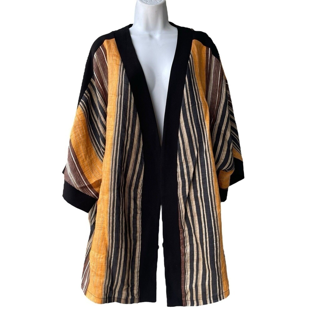 ELVI Striped Kimono Jacket Women’s Size 16 Multicolor Open Front